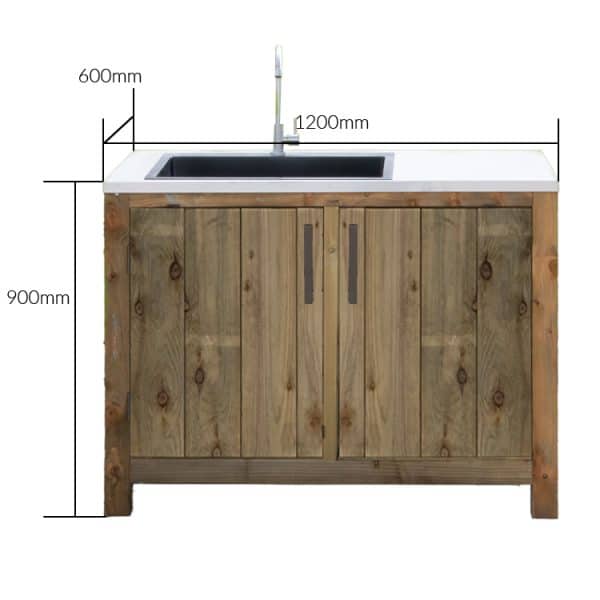 Outdoor Rustic Kitchen Cabinets With Sink And 2 Doors - Image 2